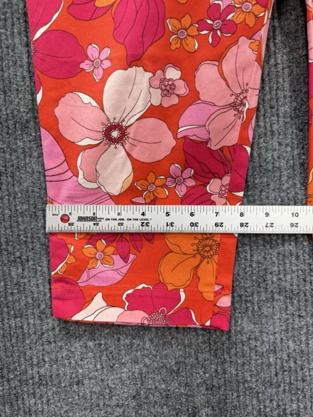Talbots Perfect Crop Pants Womens 12P Petite Pink Orange Floral Flowers Chino - Picture 9 of 11